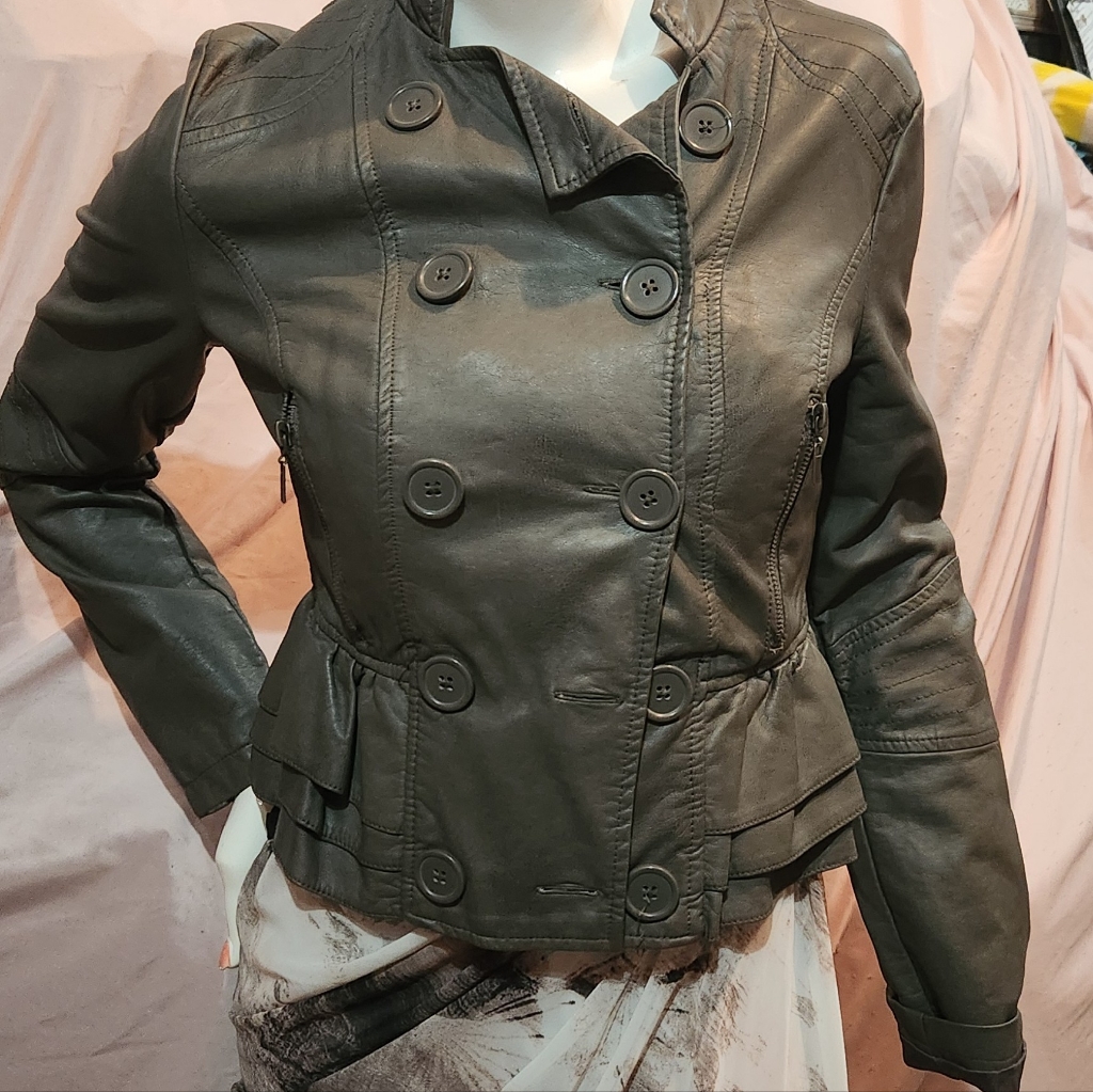 Gray Ruffled Bottom Jacket